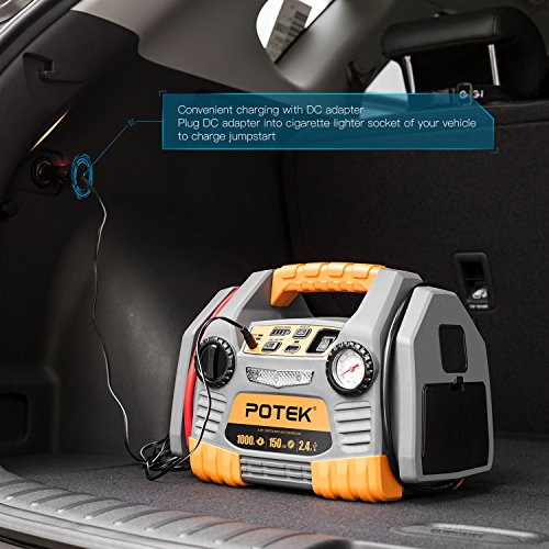POTEK Car Jump Starter with 150 PSI Tire Inflator/Air Compressor,1000