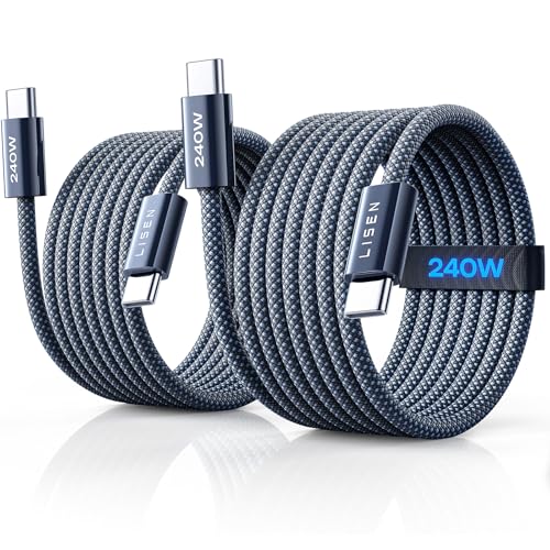 LISEN 240W Cable USB C 2 Unidades 2M Cable Carga Rápida Type C, | Compatible con Xiaomi 17 Pro Max, iPhone Air 17/16 Pro Max,Galaxy S26/S25/S24,MacBook Pro Air, iPad 2024