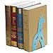 Fasmov Giraffe Bookends Nonskid Bookends,1 Pair (Blue)