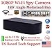 1080P HD WiFi Batttery Powered Black Box Spy Camera with 180° Degree Ultra Wide Viewing Angle and 10 Hour Battery Life Panoramic Spy Camera Hidden Nanny Cam Spy Gadget Spy Gear (Pan 180° Camera)