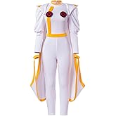 MelangCos Heroine Ororo Cosplay Costume White Queen Jumpsuit with Cape Halloween Outfit