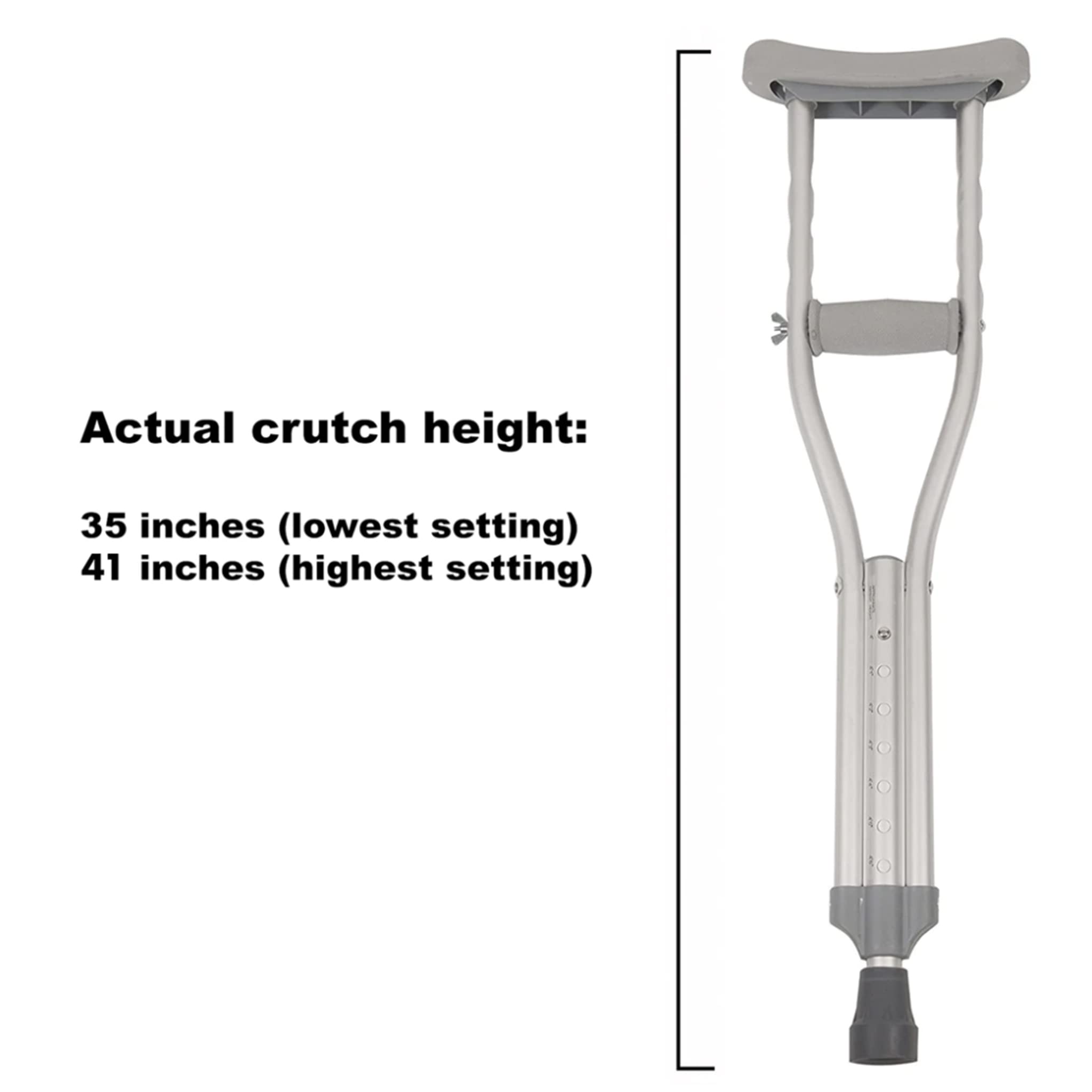 PCP Aluminum Crutches, Push Button Adjustable Height, Lightweight, 1 Pair, Kids Child Size (4'0
