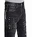 Men's Black Straigth Jeans with Destroyed Broken hole Zipper-deco