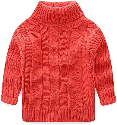 UWESPRING Little Girl Solid Winter Warm Turtleneck Knitted Sweaters 6T Pink