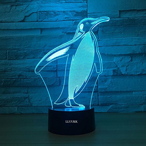 image for LLUUKK Visual 3D Night Light Lamp Penguin Toys Desk Lamp Table Decorat