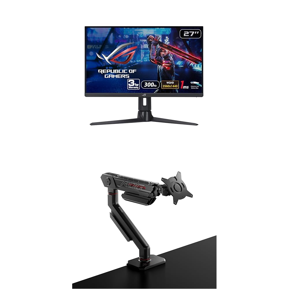 ASUS ROG Strix 27” 1440P Gaming Monitor (XG27AQMR) ROG Ergo Monitor Arm (AAS01) Image ASUS ROG Strix 27” 1440P Gaming Monitor (XG27AQMR) ROG Ergo Monitor Arm (AAS01) Image