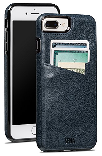 Sena Lugano Wallet, Drop Safe Leather Wallet snap on case for the iPhone 7 Plus - Denim