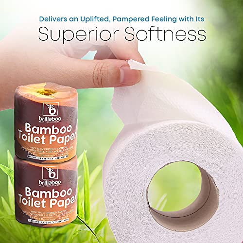 BrillaBoo Pure Bamboo Toilet Paper 100 Biodegrable Tree Free Toilet