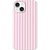 Hython for iPhone 14 Case &amp; iPhone 13 Case Cute Striped Aesthetic Design Simple Stripes Cover 6.1", Thin Slim Soft TPU Bumper Shockproof Rubber Protective Phone Cases Women Girls Girly, Pink and White