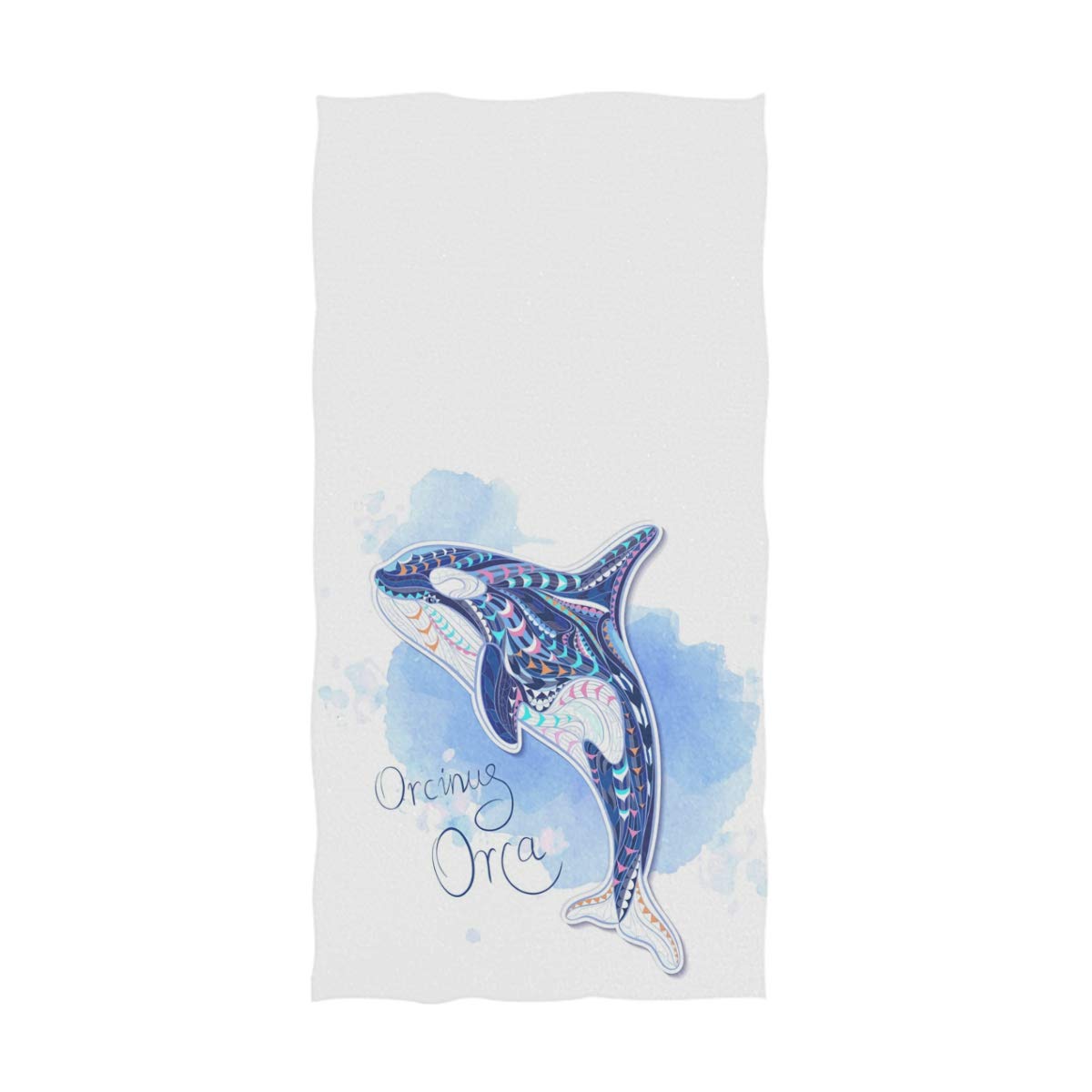Naanle Stylish Orcinus Orca Totem Pattern Soft Guest Hand Towels Multipurpose for Bathroom, Hotel, Gym and Spa (16" x 30",White Blue)