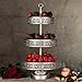 Amalfi Decor 3 Tier Dessert Cupcake Stand, Large Pastry Candy Cookie Tower Holder Plate for Wedding Event Birthday Party, Round Metal Pedestal Tray, Silver