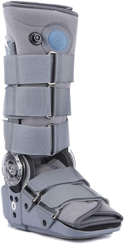 Fracture Walker Boots, Adult Leg Fixed Protector, Ankle Strap Support Foot Orthosis for Foot and Ankle Injury-Grey-S