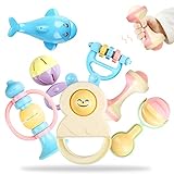 Rattle Peradix Baby Rattle Toy Set，Rattle'n Rock Newborn Toys Hand Bell Kit(Light Colors)