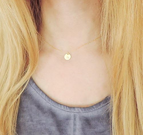 Gold Filled Initial Coin Choker Necklace, Dainty Gold Initial Necklace, Choker Necklace
