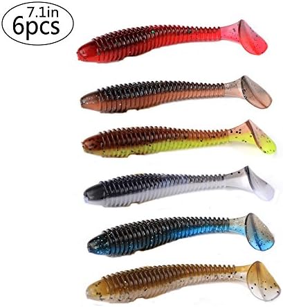 East Rain 7.1in Tube with T-Tail Swimbaits 1.18oz.Spiral Worms Soft Plastic Baits Big Game Lure Tuna Snaper Bait Freshwater Saltwater Lures