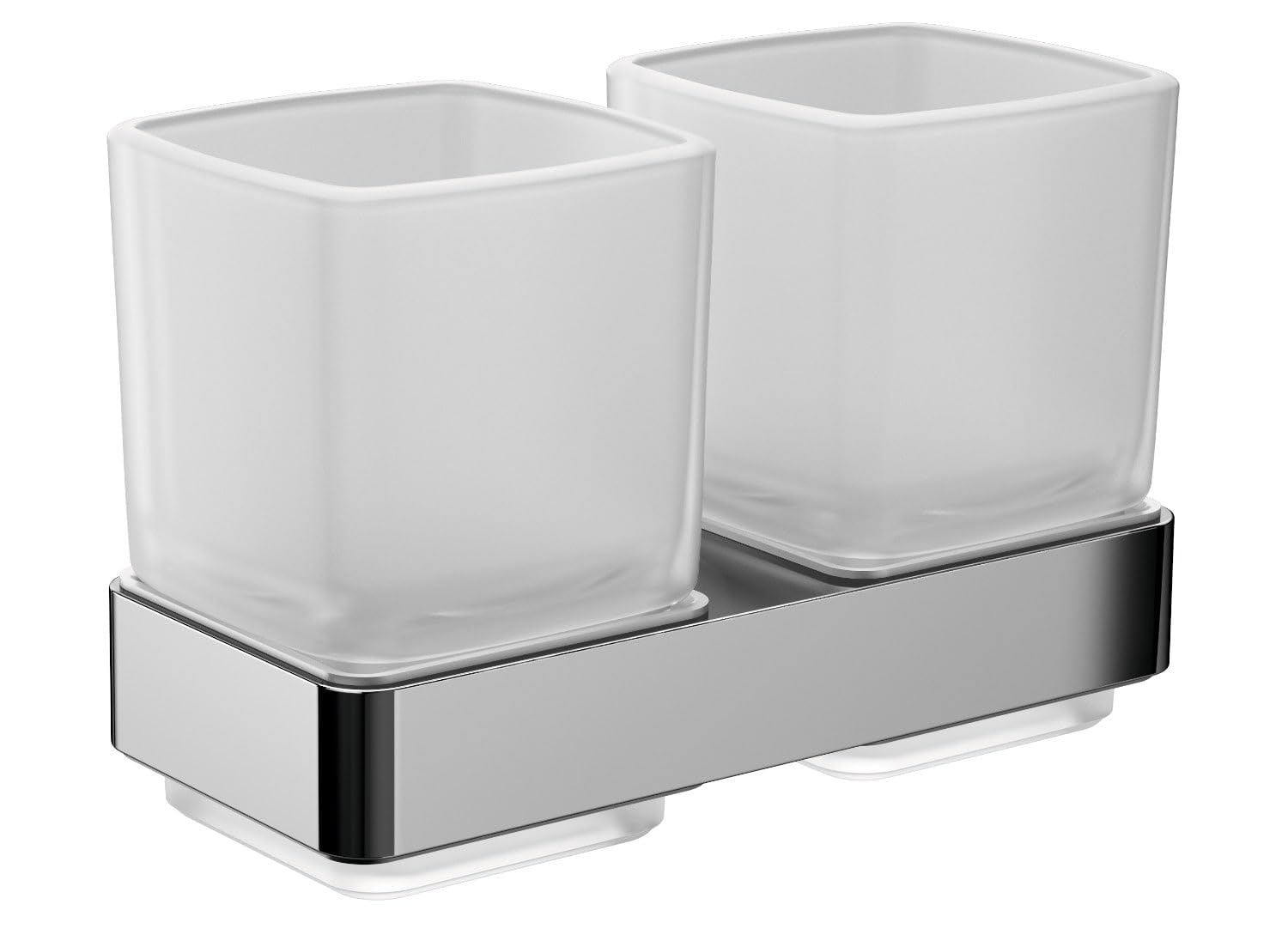 Emco Loft 52500100 Double Glass Holder (Satin Crystal Glass, Chrome Holder, Toothbrush Holder) Normal