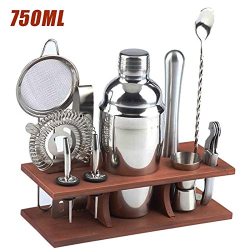 NXYJD 11 Stücke Set Wein Rezept Mischer Shaker Barkeeper Barware Kit Küchenbart Werkzeuge Edelstahl Cocktail Shaker Set… – Bild 3