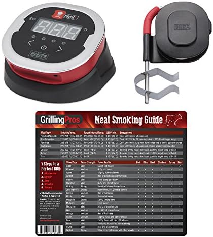 Weber iGrill 2 Thermometer With iGrill Pro Ambient Tempetraure Probe and GrillingPros Meat Smoking Guide Magnet