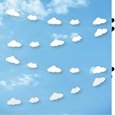 Cloud Garland White Cloud Banner Sky Theme Baby Shower Party Decorations,On Cloud 9 Birthday Decorations for Girls 9th Birthday Party Decorations,Paper