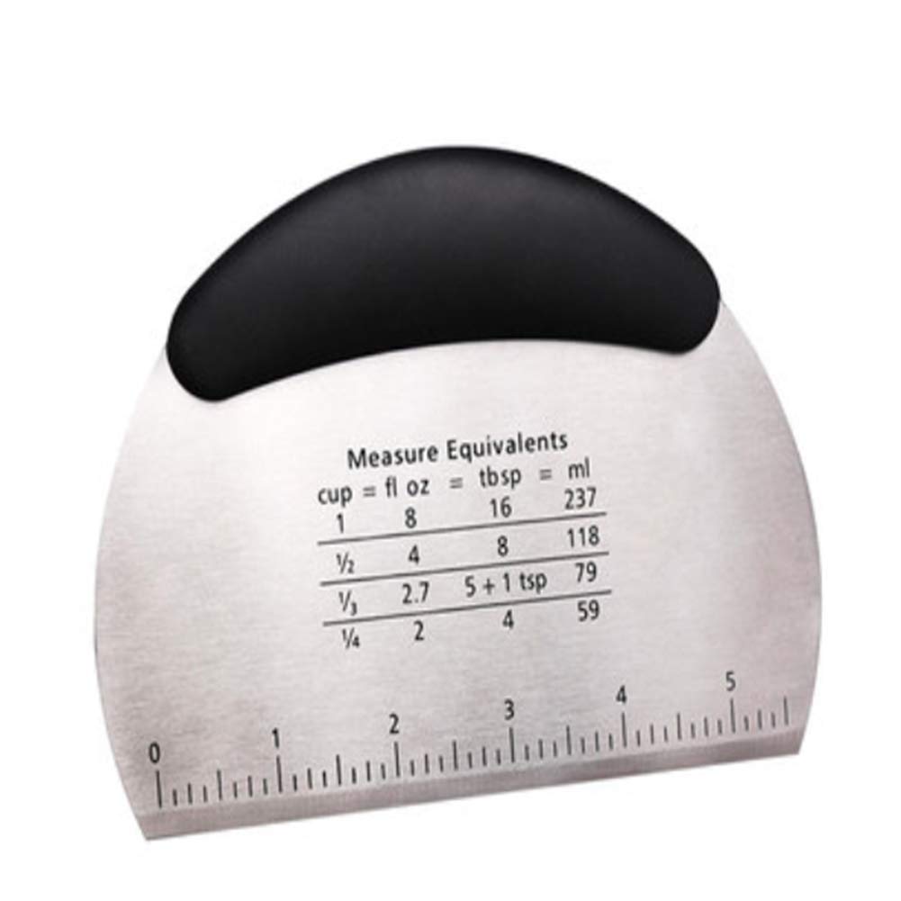 Stainless Steel Dough Scraper, Pastry Pizza Cutter Chopper,Flexible Silicone Bowl Scraper,Good Grips Multipurpose Scraper with Measuring Scale and Conversion