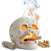 Handmade Skull Ceramic Incense Burner Holder, Stick & Backflow - Palo Santo & Sage Holder for Burning, Meditation Accessories, Gothic Home Decor, Easily Grab All Incense Ash