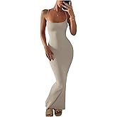 GORGLITTER Women's Slip Maxi Dress Spaghetti Strap Bodycon Long Dresses