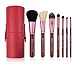 Makeup Brush Set Red Cone- 7 Zoreya Professional Makeup Brushes With Premium Synthetic Fiber And Free Luxury Case Kit