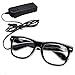 Aquat Glow Flashing LED Neon Rave Glasses El Wire Sunglasses Light up Costumes For Party, EDM, Halloween RB01 (White, Black Frame)