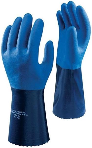SHOWA SHO720 XL NBR Gauntlet Glove Blue Chemical Abrasion Wet Handling