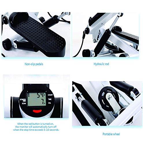 Household Hydraulic Mute Stepper, Adagod Step Air Climber Stepper Twister Aerobic Fitness Exercise Machine w/Resistance Band - Thumbnail 5