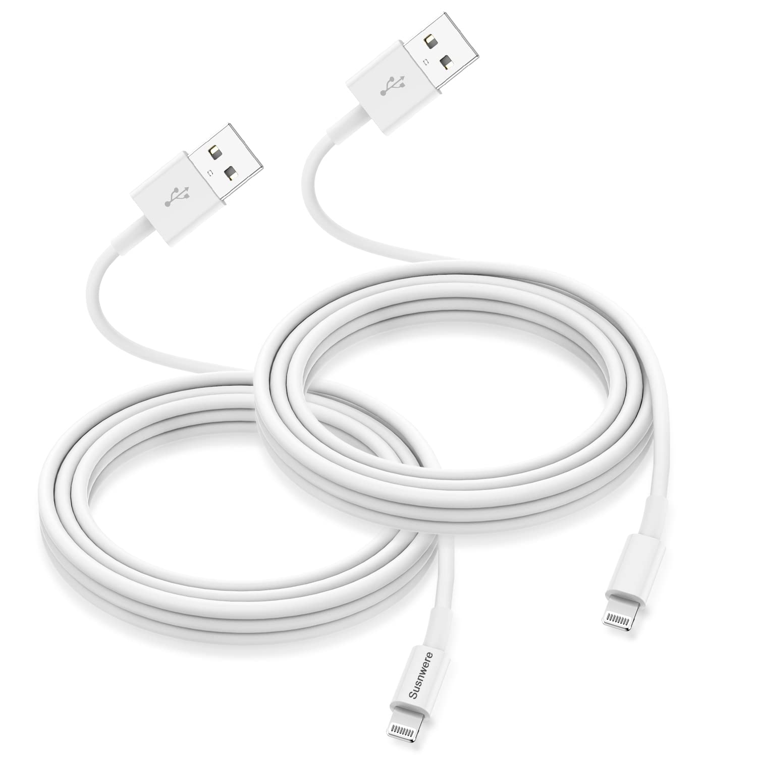 Susnwere 2Pack Apple MFi Certified iPhone Charger 1m, iPhone Lightning to USB Cable 1 meters, Super Fast apple iphone Charging Cable for iPhone 12/12mini/11/Pro/Max/X/XS/XR/XS Max/8/7/6,ipad