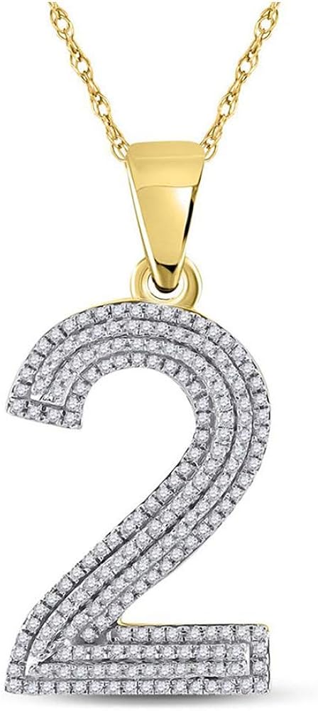 Amazon.com: 10kt Yellow Gold Mens Round Diamond Number 2 Charm Pendant 5/8 Cttw: Jewelry