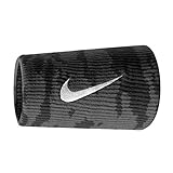 Nike Dri-Fit Camo Doublewide Wristbands (OSFM, Black/Tumbled Grey/White)