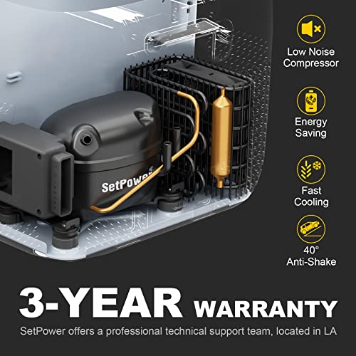 SetPower 12 volt Refrigerator, Portable Fridge and Freezer, 12V