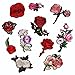 C-Pioneer 11pcs Flower Roses Embroidered Repair Patches Iron On Cloth Paste DIY Applique Craft Kids Clothing Hat Bag Decor