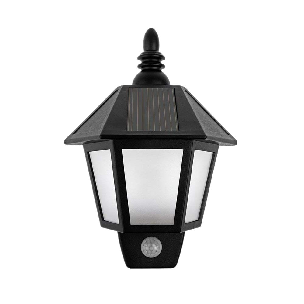 Onerbuy Solar Powered Motion Sensor Wall Lights Outdoor Security Sconces LED Lantern Lamp for Garden Fence Patio Deck