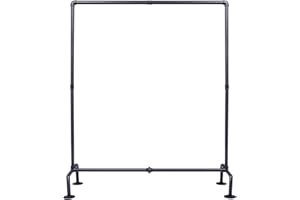 OROPY Industrial Pipe Clothing Rack Free Standing, Heavy Duty Detachable Clothes Rack with 4 Stable Feet for Garment Storage Display, Black