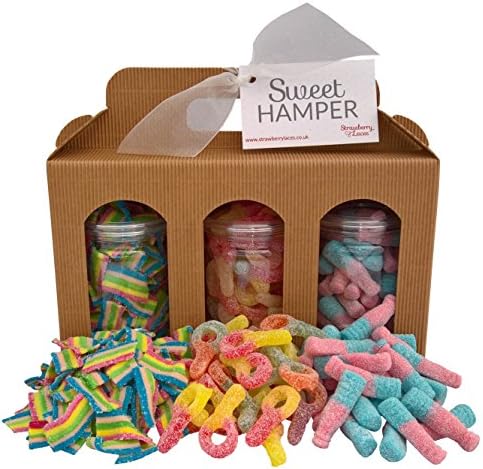 Fizzy & Sour Sweet 3 Jar Hamper Box - Great Gift or Present for Birthday, Christmas, Anniversary etc!