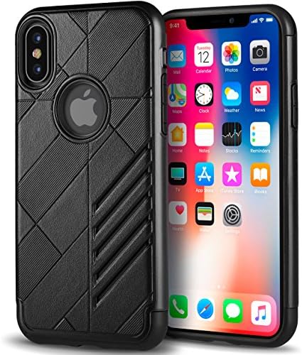 KitchenBros Best iPhone X Case Premium Top Quality Thin Slim Fit 3in1 3D Hard Plastic Cover 360 Full Body Gravity Protection Drop Shock Resistant Safe Life Proof Bonus Gift Tempered Glass Screen Black
