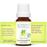100% Certified Organic Pure Ylang Ylang Essential Oil for Professional Aromatherapy - Therapeutic Grade - Works well with Organic Aroma Diffusers - 10 ml bottle