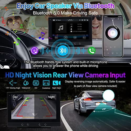 ASTSH Wireless Apple Carplay Android Auto Portable Car Stereo, 7Inch