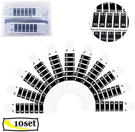 AnsblueForehead Thermometer Strips,Thermometer Strip,Forehead Head Strip Thermometer, Travel-Sized & Reusable,95℉to 104℉ & 35℃ to 40℃- 10 pcs/Set
