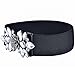 E-Clover Fashion Floral Rhinestone Buckle Women's Elastic Waist Cinch Belt for Dress (White01 stones, black belt)