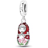 Hapour 925 Sterling Silver Charms for Bracelet Necklace Dangle Pendant Bead | Whale Shark Charm, Glow in the Dark, Matryoshka Russian Doll Baking European Jewelry Charm, 14k Gold Plated