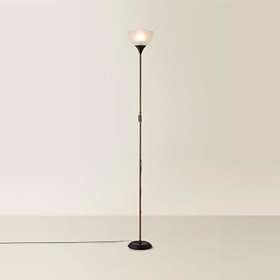 MiniSun Modern Copper and Black Uplighter Floor Lamp with White Shade 6W LED