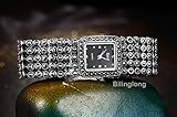 Luxury Waterproof 925 Sterling Silver Watches Silver Strap Silver Case Vintage Width Bangle for Ladies A1098 Black Via DHL