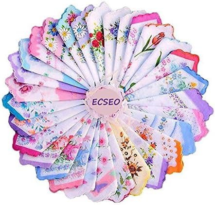 VEBE Womens/Girls Vintage Floral Wedding Party Cotton Handkerchiefs