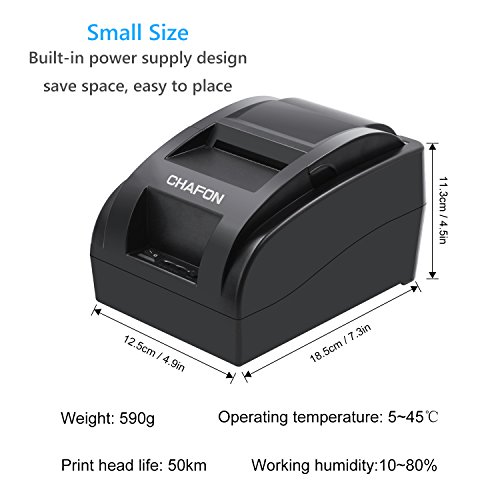 58MM USB Thermal Receipt Printer, Chafon Portable Printer High Speed Printing Compatible with ESC/POS Print Commands Set for Retail Store, Small Business, Restaurant, Canteen and More