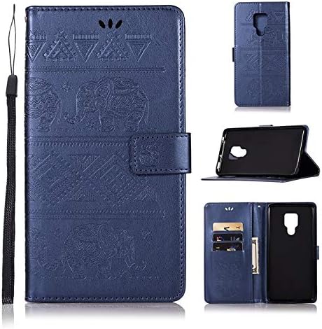 Gmszm- Cases for Huawei Mate 20 X Case, Cute Embossment Leather Case Wristlet Wallet Case with Case Slots/Holder for Huawei Mate 20 X (Color : Blue)