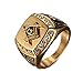 PMTIER Men's Cubic Zirconia Masonic Freemason Gold and Black Plated Stainless Steel Rings Size 11